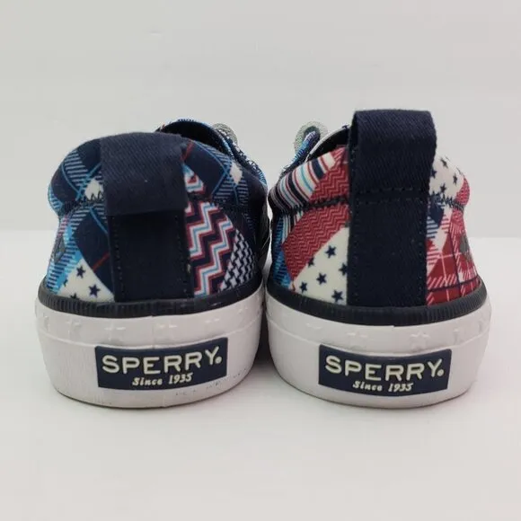NEW Sperry Crest Vibe Madras Womens Size 6 Multi Patchwork Slip On Sneaker Shoes
