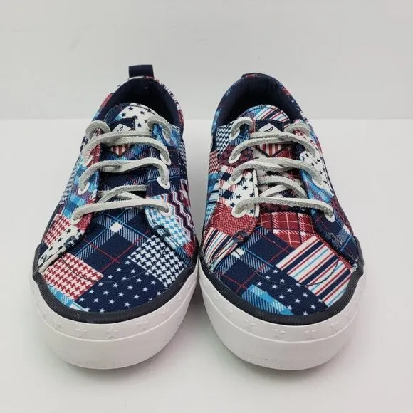 NEW Sperry Crest Vibe Madras Womens Size 6 Multi Patchwork Slip On Sneaker Shoes