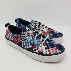 NEW Sperry Crest Vibe Madras Womens Size 6 Multi Patchwork Slip On Sneaker Shoes