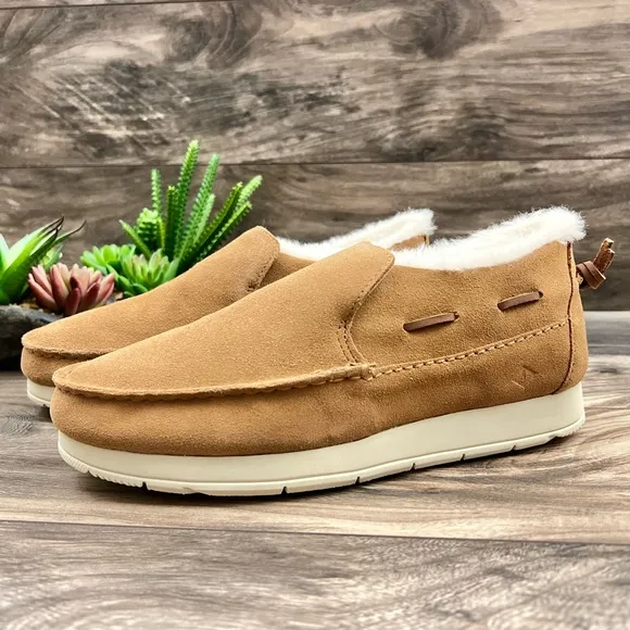 NEW Sperry Moc Sider Tan Indoor Outdoor Suede Moccasin Sneaker Faux Fur Lined 8M