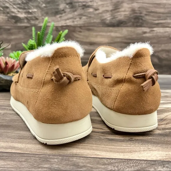 NEW Sperry Moc Sider Tan Indoor Outdoor Suede Moccasin Sneaker Faux Fur Lined 8M