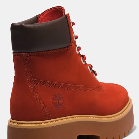 NEW TIMBERLAND Leather Waterproof Chunky Sole Boots chili oil for women 864tn