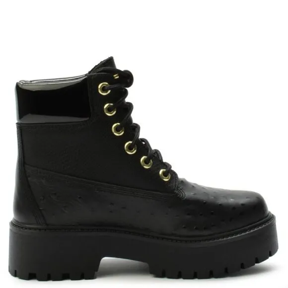 NEW TIMBERLAND Leather Waterproof Lace Up Boots Jet Black for women 864tn
