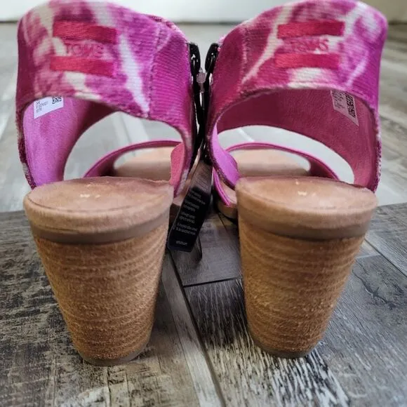 New Toms Fushsia Rose Majorca Cut Out Sandals Size 7