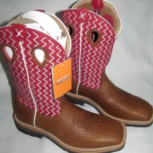 New Twisted X Cherry Red Cross Steel Toe 12&quot; Work Cowboy Boots Mens Size 11 D