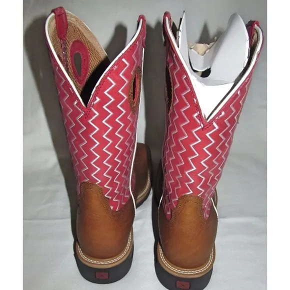 New Twisted X Cherry Red Cross Steel Toe 12&quot; Work Cowboy Boots Mens Size 11 D