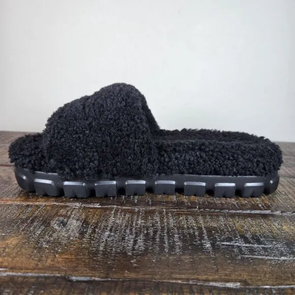 NEW UGG Cozette Curly Womens Size 6 Indoor Outdoor Slippers Slip On Shoes Black