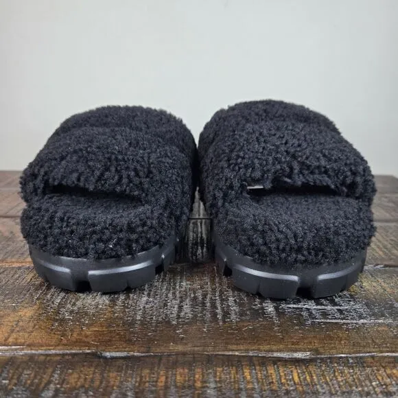 NEW UGG Cozette Curly Womens Size 6 Indoor Outdoor Slippers Slip On Shoes Black