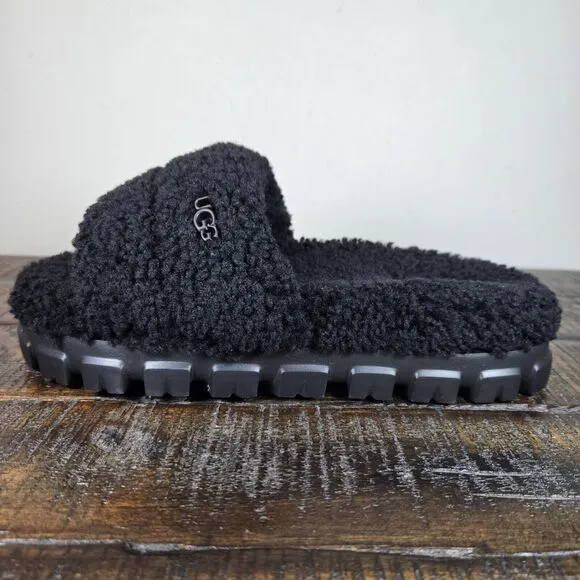 NEW UGG Cozette Curly Womens Size 6 Indoor Outdoor Slippers Slip On Shoes Black