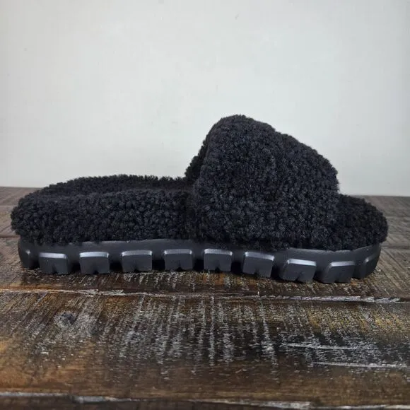 NEW UGG Cozette Curly Womens Size 6 Indoor Outdoor Slippers Slip On Shoes Black