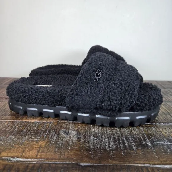 NEW UGG Cozette Curly Womens Size 6 Indoor Outdoor Slippers Slip On Shoes Black