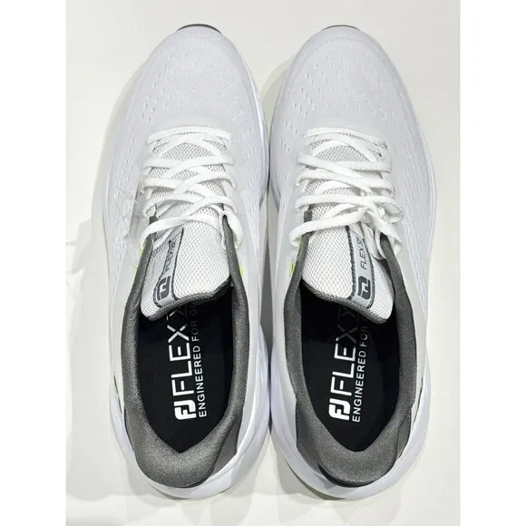 New Without Box Footjoy Flex XP Golf Shoes White Green Men Size 10.5XW  X-Wide