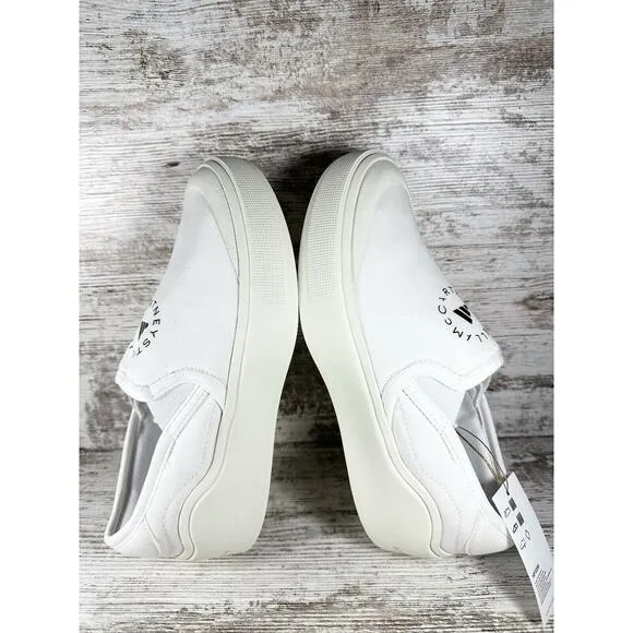 NEW Womens Adidas By Stella McCartney Court Slip-On Sneakers White Sz 8 Athletic