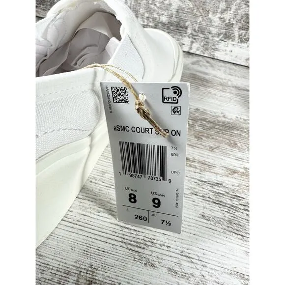 NEW Womens Adidas By Stella McCartney Court Slip-On Sneakers White Sz 8 Athletic