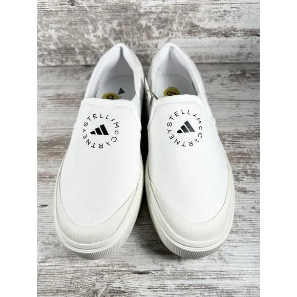 NEW Womens Adidas By Stella McCartney Court Slip-On Sneakers White Sz 8 Athletic