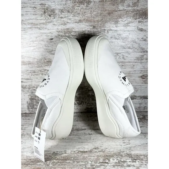 NEW Womens Adidas By Stella McCartney Court Slip-On Sneakers White Sz 8 Athletic