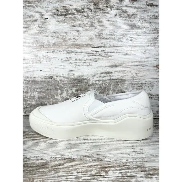 NEW Womens Adidas By Stella McCartney Court Slip-On Sneakers White Sz 8 Athletic