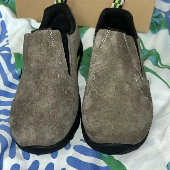 NIB Merrill Jungle 🌴 Moccasin Slip on Shoes in Gunsmoke Leather Upper Anti Skid