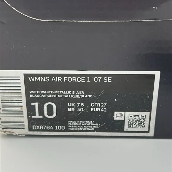 Nike Air Force 1 ‘07 SE Chrome Pack White Metallic DX6764 100 Size 10 NWT