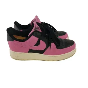 Nike Air force 1 Womens Sneakers Pink Black Leather Round Toe Lace Up Size 8.5