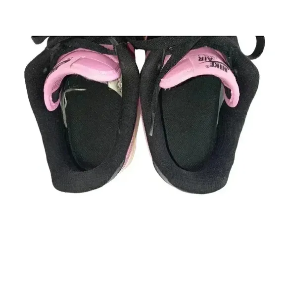 Nike Air force 1 Womens Sneakers Pink Black Leather Round Toe Lace Up Size 8.5