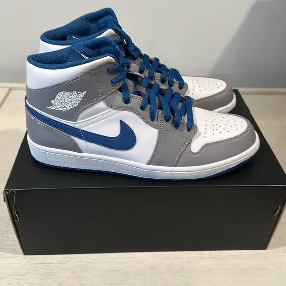 Nike Air Jordan 1 Mid Shoes - True Blue - US Men’s Size 12