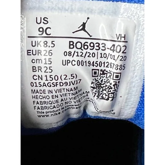 Nike Air Jordan 1 Mid Signal Blue White Black BQ6933-402 Shoes Toddlers SIZE 9C