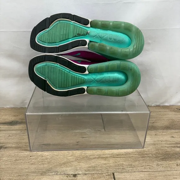 Nike Air Max 270 Flyknit Shoes Men's 9.5 Blue Pink Knit Trainers Running Shoes