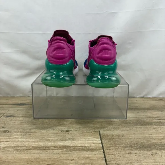 Nike Air Max 270 Flyknit Shoes Men's 9.5 Blue Pink Knit Trainers Running Shoes