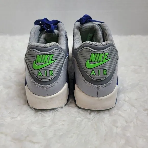 Nike Air Max 90 Boy Shoes Size 5.5 Cool Grey Royal Blue Youth