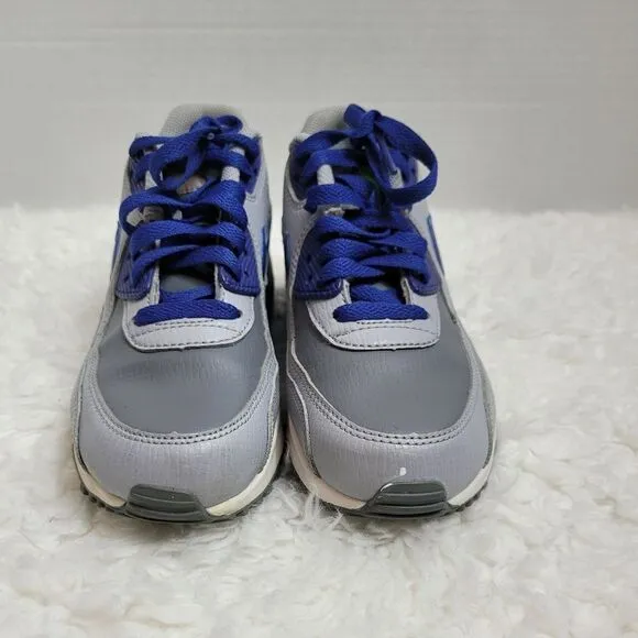 Nike Air Max 90 Boy Shoes Size 5.5 Cool Grey Royal Blue Youth