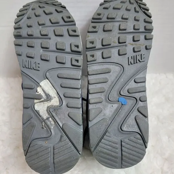Nike Air Max 90 Boy Shoes Size 5.5 Cool Grey Royal Blue Youth