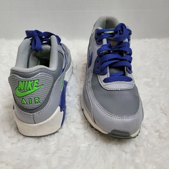 Nike Air Max 90 Boy Shoes Size 5.5 Cool Grey Royal Blue Youth