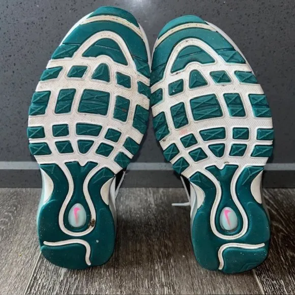Nike Air Max 97 Big Kids’ Shoes 921522-118 White/Geode Teal/Jade Ice/Pink Sz 4Y
