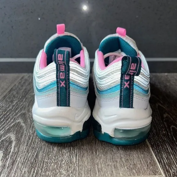 Nike Air Max 97 Big Kids’ Shoes 921522-118 White/Geode Teal/Jade Ice/Pink Sz 4Y