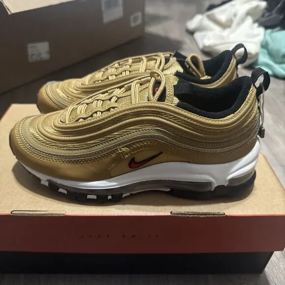 Nike Air Max 97 OG Metallic Gold White Sneakers DQ9131-700 Women Size 6