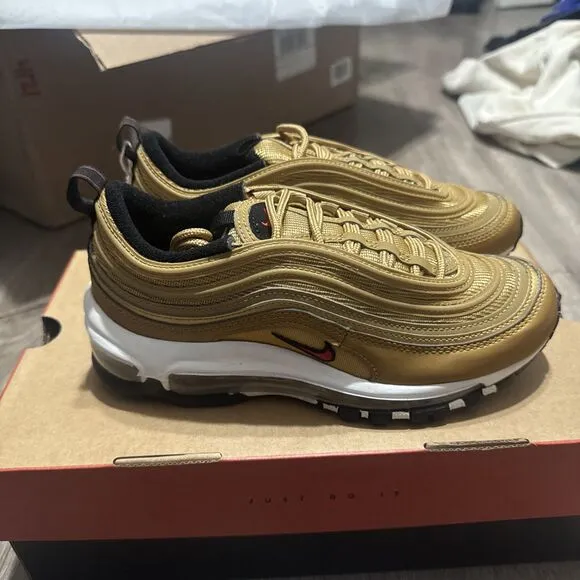 Nike Air Max 97 OG Metallic Gold White Sneakers DQ9131-700 Women Size 6