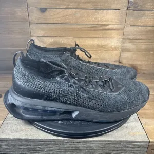 Nike Air Max Flyknit Racer Mens Size 12 Triple Black Lace Up Athletic Shoes