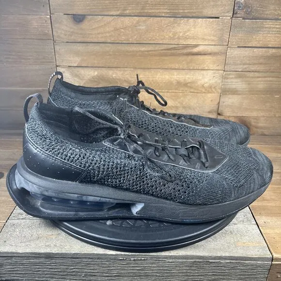 Nike Air Max Flyknit Racer Mens Size 12 Triple Black Lace Up Athletic Shoes