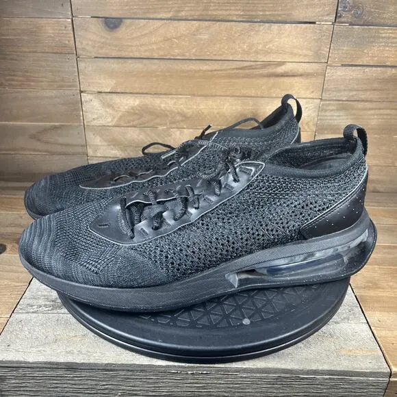 Nike Air Max Flyknit Racer Mens Size 12 Triple Black Lace Up Athletic Shoes