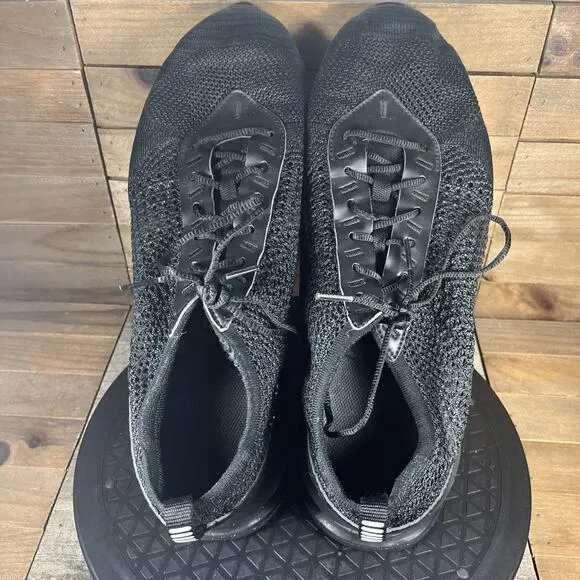 Nike Air Max Flyknit Racer Mens Size 12 Triple Black Lace Up Athletic Shoes