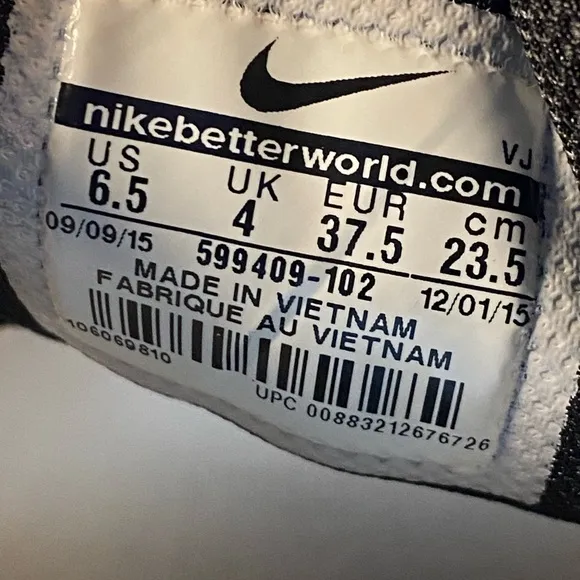Nike Air Max Thea White Black Women Sneaker Running Shoes 599409-102 Size 6.5