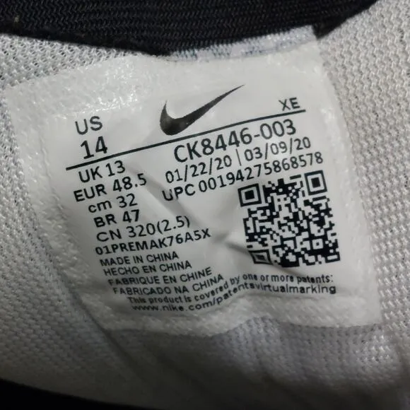 Nike Air Zoom Pegasus 37 FlyEase Wide Sneakers Men's Sz 14 Black CK8446-003