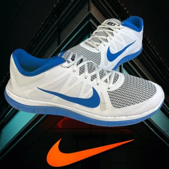 Nike Free 4.0 V4 White Blue Black #642197-140 Men's Running Shoes Sneakers 12