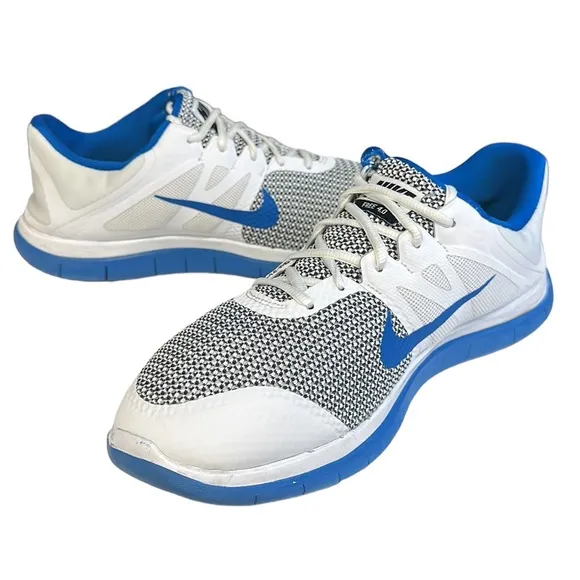 Nike Free 4.0 V4 White Blue Black #642197-140 Men's Running Shoes Sneakers 12