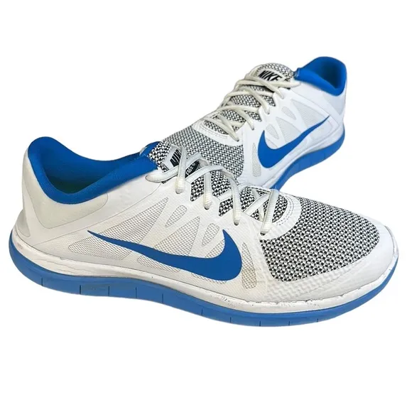 Nike Free 4.0 V4 White Blue Black #642197-140 Men's Running Shoes Sneakers 12