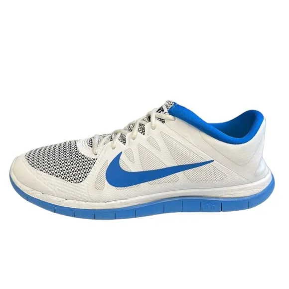 Nike Free 4.0 V4 White Blue Black #642197-140 Men's Running Shoes Sneakers 12