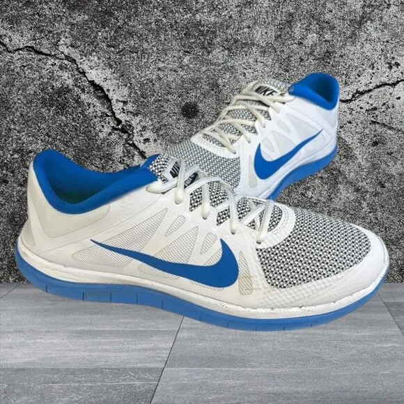 Nike Free 4.0 V4 White Blue Black #642197-140 Men's Running Shoes Sneakers 12