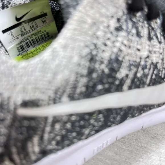 Nike Free RN Flyknit Running Shoes - Women's Size 9 - Black White Oreo