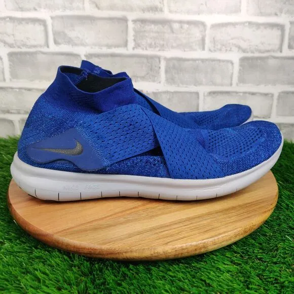 Nike Free RN Motion Flyknit Shoes Mens Size 13 Blue Athletic Sneakers 880845-401